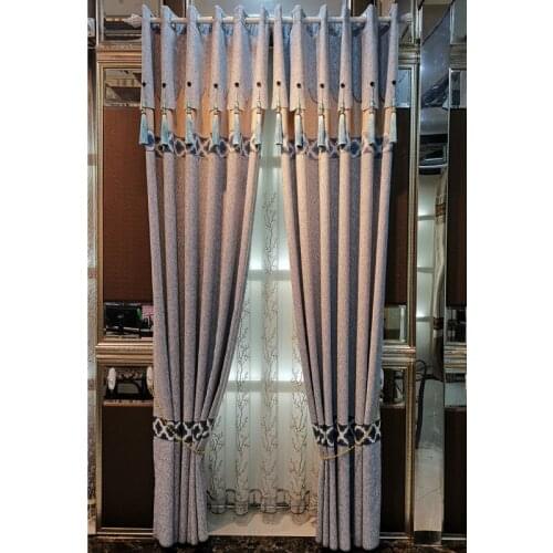 Modern and Simple Cotton and Linen Blackout Stitching Curtains for Living Room Bedroom High-end Chinese Curtains Tulle Custom
