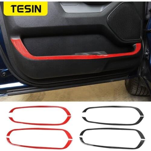TESIN Carbon Fiber Car Door Anti-kick Anti-dirty Protective Panel Decoration Stickers For Dodge RAM 1500 2018+ Car Accessories