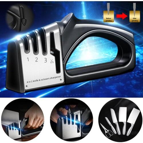 4 in 1 Knife Sharpener 4 in 1 Diamond Coated&Fine Rod Knife Shears and Scissors Sharpening stone System Stainless Steel Blades