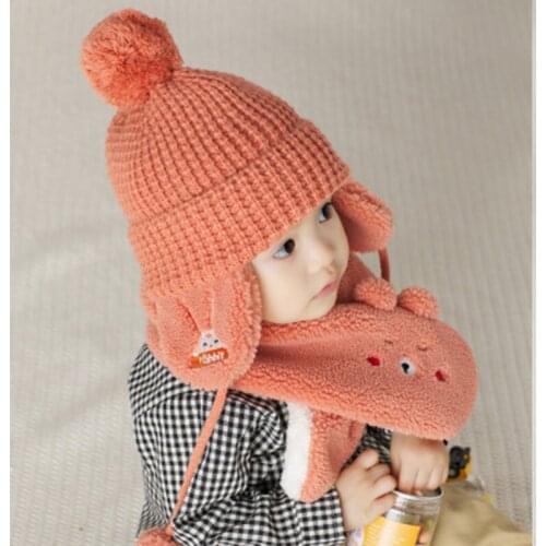 Knitted Hat Beanie Toddler Anti-fall Fille Newborn Helmet Scarf Enfant For Baby Kids Bonnet Noel Child Winter Boy Girl Christmas
