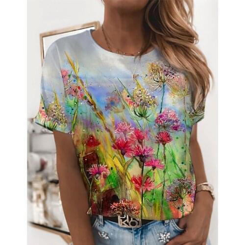 6XL Large Size Women Floral Print T Shirt Short Sleeve Oversized Ladies Tops Streetwear Casual O-Neck Loose Summer Tees 2021 New