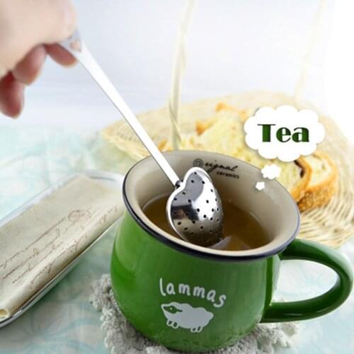 1pc Heart Shaped Tea Infuser Stainless Steel Tea Ball Leaf Tea Strainer for Brewing Device Herbal Spice Filter Kitchen Tools @A