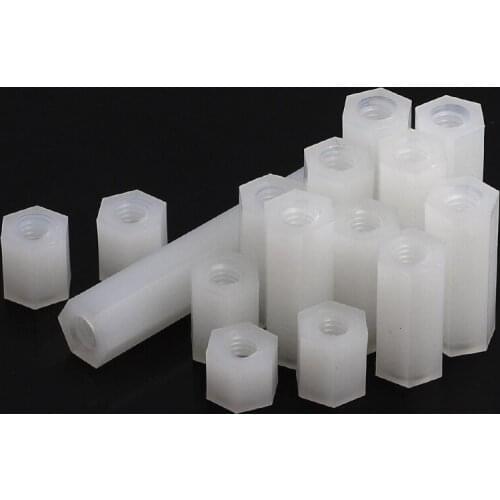 100pcs M2 M2.5 Hexagon Nylon Standoff Spacer Column Flat Head Double Pass Nylon Plastic Spacer Pan Screws Hex Long Nuts