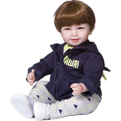 22 inch high quality baby reborn toddler boy girl doll in hoodie dress bebe reborn doll real baby size alive dolls