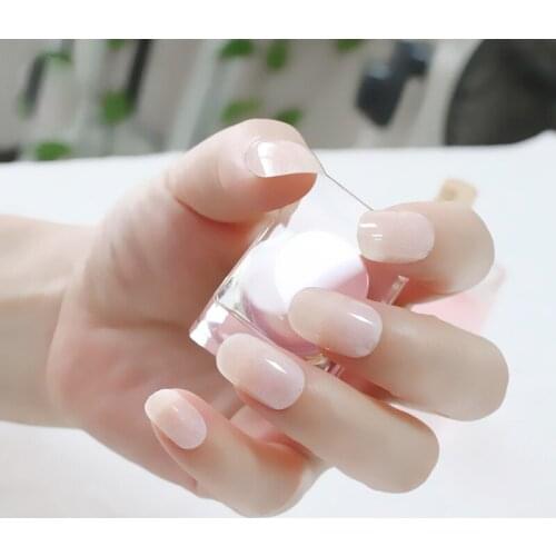 24pcs New design candy oval decorative fake nails long round section Cream L590