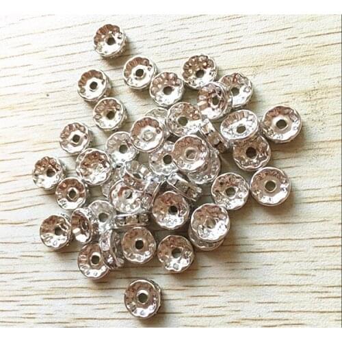 6mm/8mm/10mm (Choose size) Silver color Crystal Rhinestone Rondelle copper materials Spacer Beads for Jewelry Makings