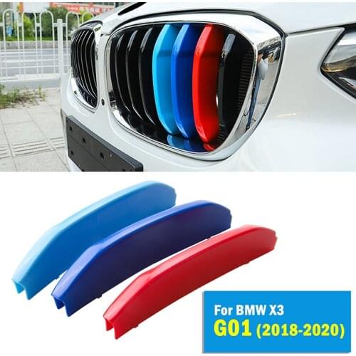 7 Slat Grille Cover Clip Trim For BMW X3 G01 2018-2019 SUV Front Kidney Grill Sport M Style Color Decorative Parts