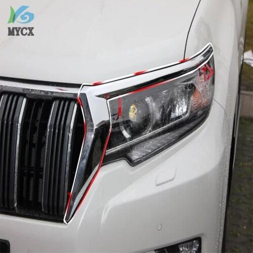 ABS Chrome head light cover For Toyota Land cruiser Prado FJ150 FJ 150 150 car styling lamp cover accessories For prado 2018