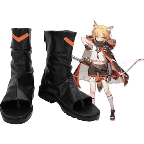 Game Arknights Vermeil Cosplay Boots Black Leather Shoes Custom Made Any Size