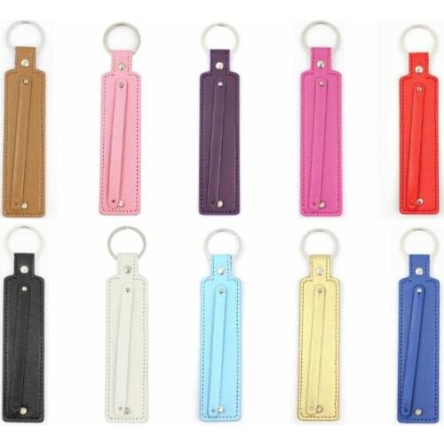 20PCS/lot 30x150mm PU Leather Name Keychain With 8mm Slide Bar Fit For DIY Letters charms Key Chains