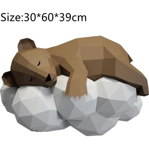 3D Paper Model Little Bear on Cloud Papercraft Home Decor Wall Decoration Puzzles Educational DIY Childrens Room Polar bear Toy