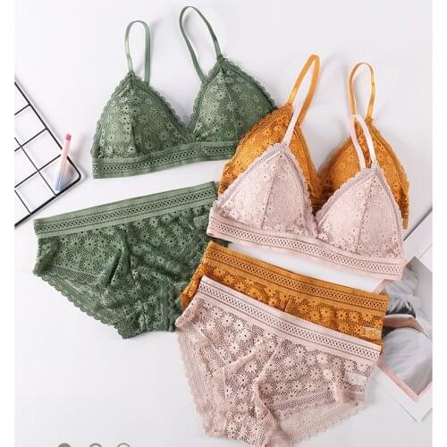 Women Lace Bra Sets Seamless Underwear Backless Vest Sexy Panties Padded Ultrathin Bralette Female Lingerie Briefs Intimates