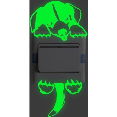 Animal unicorn dog cover cartoon room decor 3D Silicone wall on-off switch light luminous wall outlet sticker