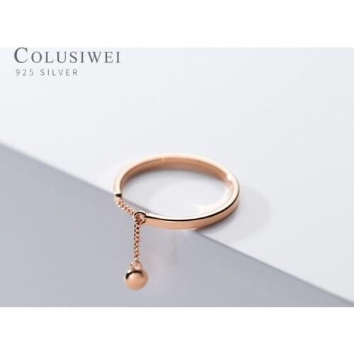 Colusiwei Fashion 925 Sterling Silver Simple Light Beads Chain Open Adjustable Finger Ring for Women Party Fine Jewelry Bijoux