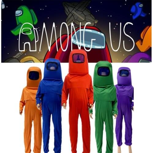 Kids Carnival Anime Among Game Us Cosplay Costume Jumpsuit Halloween Party Costumes Role Play Dress Up Mask Bodysuit Set