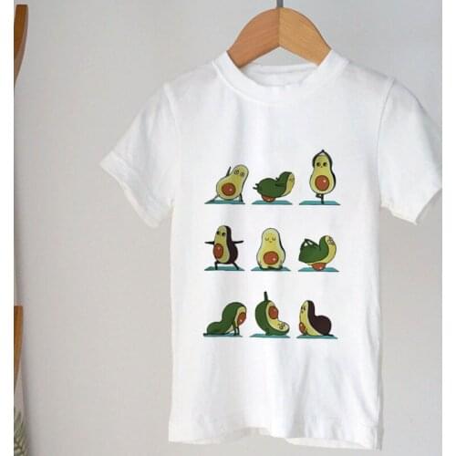 Avocado Yoga Harajuku Casual Funny Printed Girls Clothes Crew Neck T Shirt Girl Toddler Tshirt Aesthetics Boys T Shirts Summer