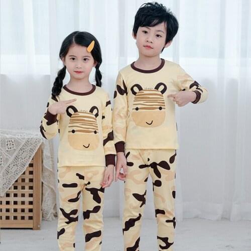 Cotton Baby Boys Round Neck Pajamas Kids Pyjamas Pijamas For 2-14 Years Girls Giraffe Pijama Sets Baby Nightwear Kids Clothes