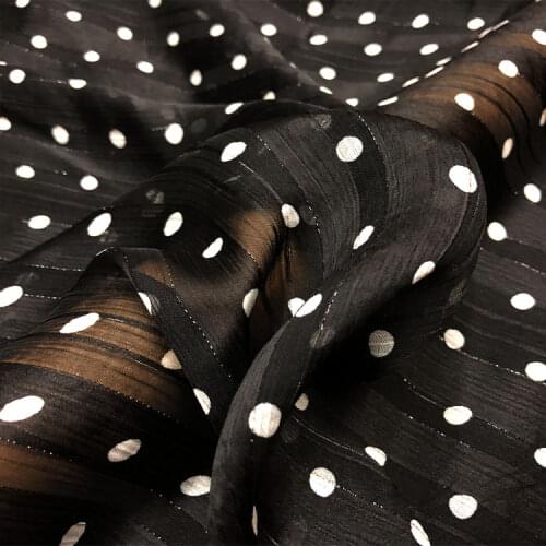 Imported wave point vertical stripe perspective cutting gauze fashion fabric jacquard silk chiffon clothing fabric