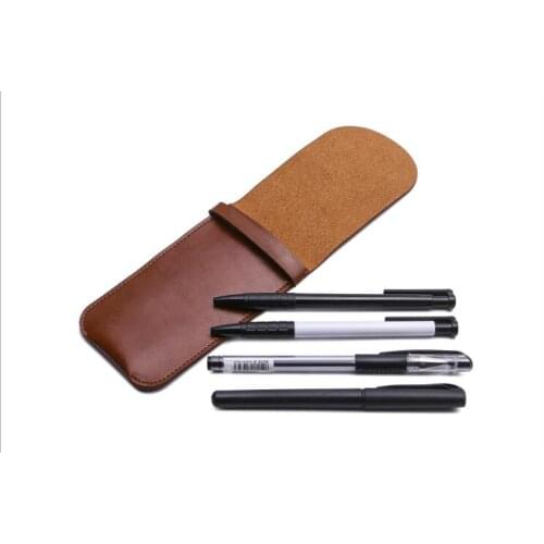 Leather Cowhide Fountain Pencil Bag Handmade Genuine Pen Cases Cover Sleeve Pouch Office School Students Supplies
