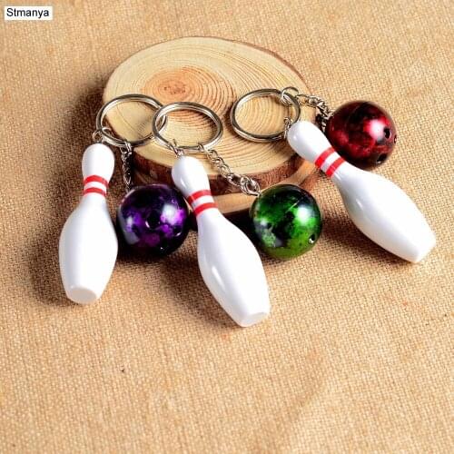 Design Cool Luxury sports Keychains Key Chain Car Key Ring Bowling chain color pendant For Man Women Gift wholesale 17164