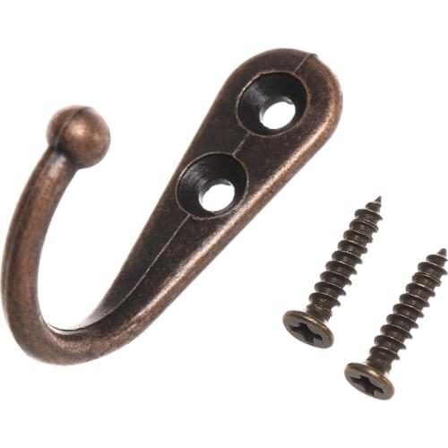 5PCS Cloth Hook Hangers Vintage Bronze Coat Bag Hat Hanger Single Prong Hooks Home Save Room Organizer Wall Hanging Hooks