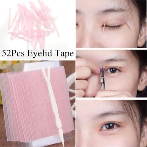 52 Pcs Invisible Fiber Strip Beautiful Eye Sticker Super Stretch Double Sided Pull Line Eyelid Tape Waterproof Magic Makeup Tool