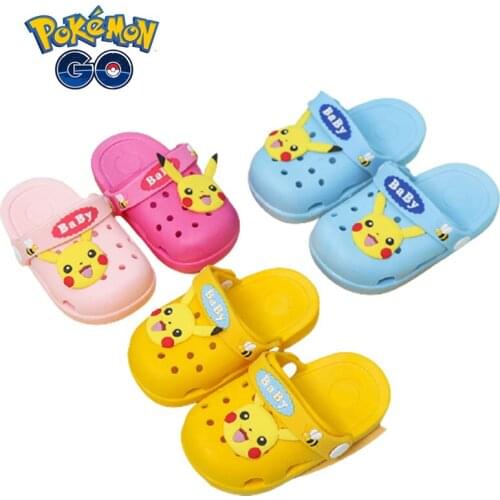 Pokemon Pikachu Anime Cartoon Kids Slippers Cave Shoes Children Boys Girls Beach Summer Swimming Slippers Antiskid Soft Bottom