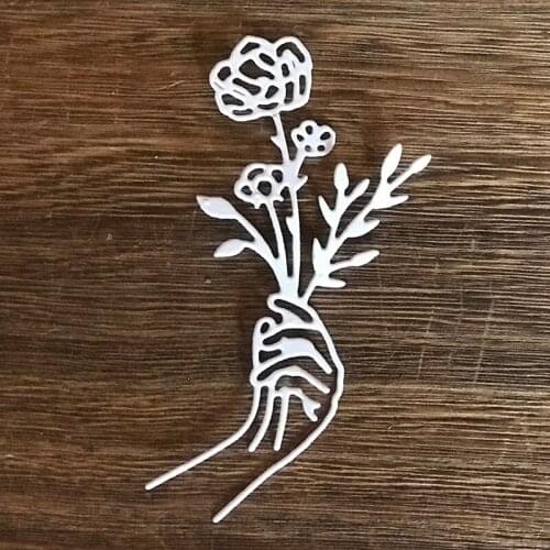 2021 New Stencil Holding Flowers In Hand Metal Cutting Dies For Scrapbooking Practice Hands-on DIY Album Card Handmade Tools