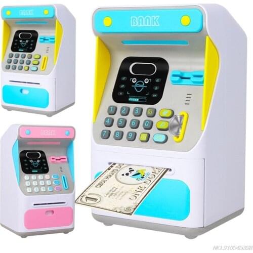 Mini ATM Money Bank with Electronic Lock Face Recognition Auto Scroll Paper Money & Coin For Kids Teens Boys JY10 21 Dropship