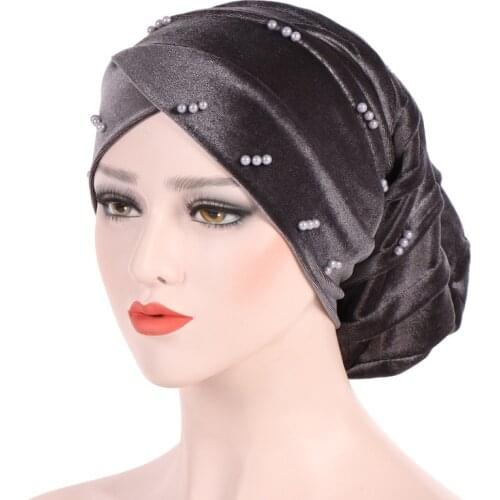 Muslim turban ladies hats solid color ladies turban beaded beaded Muslim turban hat hat inner turban hat Islamic hat