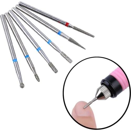 6Pcs Diamond Nail Drill Bits Set Milling Cutter Rotary Burr Eletric for Manicure Machine Cuticle Remover Tool Nail Art Accessory