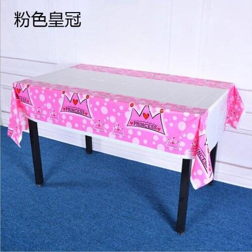 New 100*180cm Pink Princess crown Plastic disposable Tablecloth for Cartoon kid happy birthday party plastic tablecover supplies