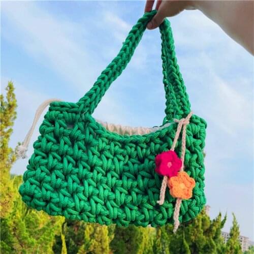 Casual Colorful Rope Woven Women Handbags Designer Knitted Hand Bags Summer Beach Bag Lady Small Tote Quality Bali Purses 2021