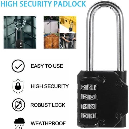 Practical Waterproof Padlock With Extra Long Shackle Loop 4 Digit Combination Lock For Gate Door Hasps Garages Combination Lock