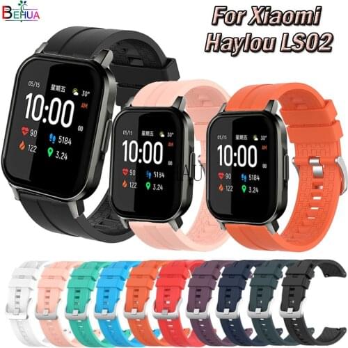 20mm Silicone WatchBand For Xiaomi Haylou LS02 Strap Sport Bracelet WristStrap For Amazfit GTS 2 /2e / Amazfit Bip pop Wristband