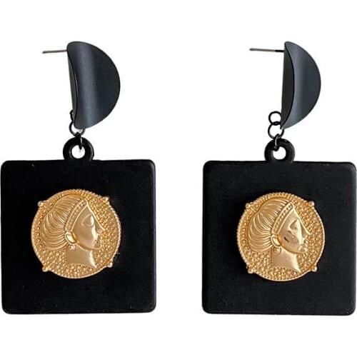 Vintage Black Stud Earring Pendant For Women2021 Punk Style Hip Hop Aesthetic Aros Accessories Fashion Lady Gift Jewelry New