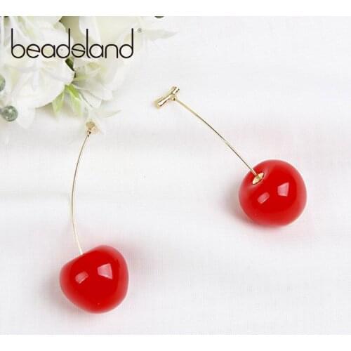 Beadsland Drop Earrings Long Ear-Needle Cute Cherry Shape Design Fashion Romantic For Women Grils Dancing Party Gift 39997