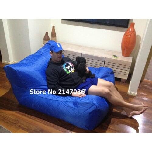 Sun lounger living room bean bag chair, extra wide waterproof beanbag sofa seat in Cobalt blue