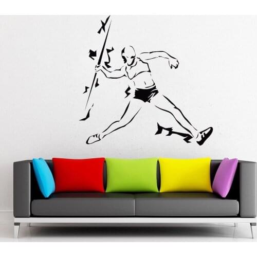 Athletics Javelin Throwing Sport Vinyl Wall Decal Art Stickers Competition Athlete Sticker Home Bedroom Decor School Decals D219