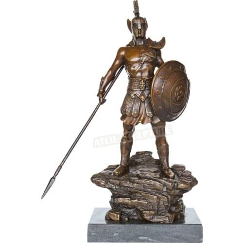 Medieval Warrior Statue Bronze Antique Western Soldier Sculpture Exquisite Art Home Office Table Decoration