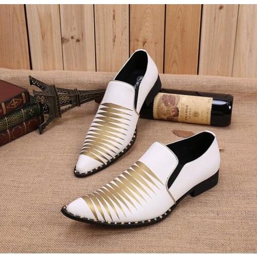 White Dress Wedding Bridal Shoes Rivets Studded leather Oxfords Handmade Formal Italian Shoes for men