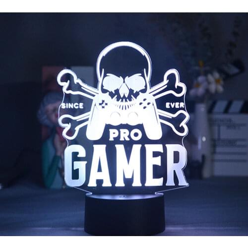 Cool 3D Illusion LED Lamp Pro Gamer Logo Night Light for Kids Gamer Gift Bedroom Decor Gaming Room Computer Desk Setup Backlight