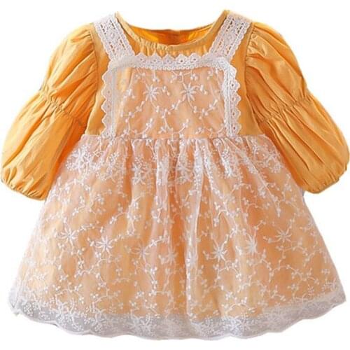 Spring Girls Dresses Kids Elegant Princess Veil Dress Baby Flower Printed Dress 1 2 3 4 Years Children Fall Clothes