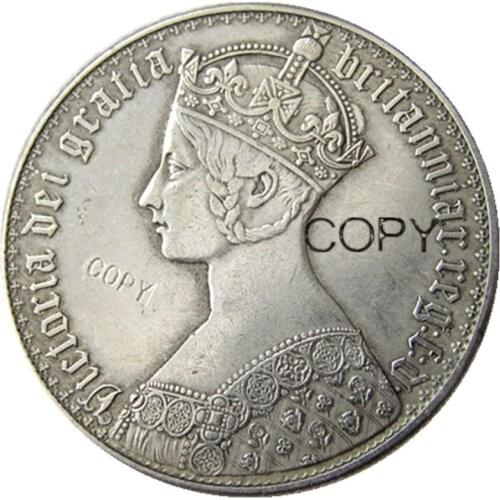 VI(01) GREAT BRITAIN Victoria 1847 AR Gothic 1 Crown Silver Plated Copy Coin