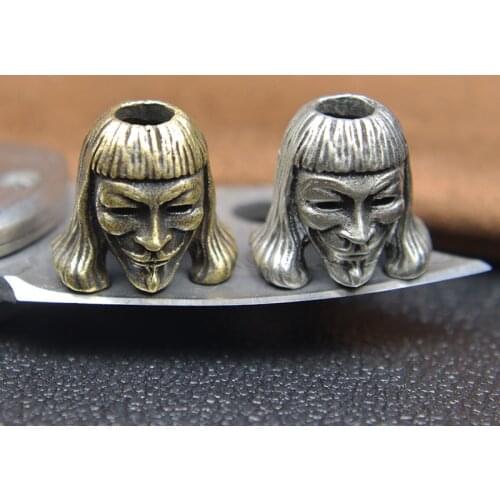 Victory Masked Vendetta EDC Paracord Beads Retro Brass Knife Bead Lanyard Pendant DIY Bracelet Jewelry Making Accessories Charms