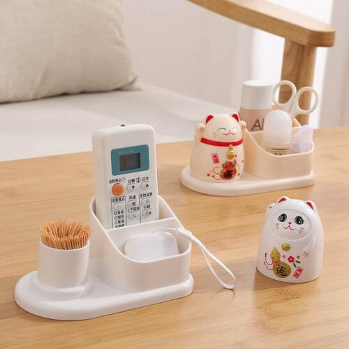 1Pcs Kitchen Accessories China Lucky Cat Nice Gift Dust-proof Plastic Storage Boxe Home Table Decor Toothpick Case Gadget