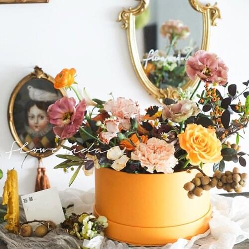 1PC Round Leather Flower Boxes Gift Packaging Box Chinese Valentines Day Tanabata Gift Box Decoration Wedding Candy Box