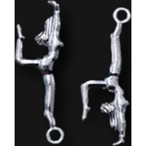 20pcs Silver Plated Female Gymnast Glamour Metal Pendant DIY Charm Earring Bracelet Jewelry Crafts Making 30*10mm A1151