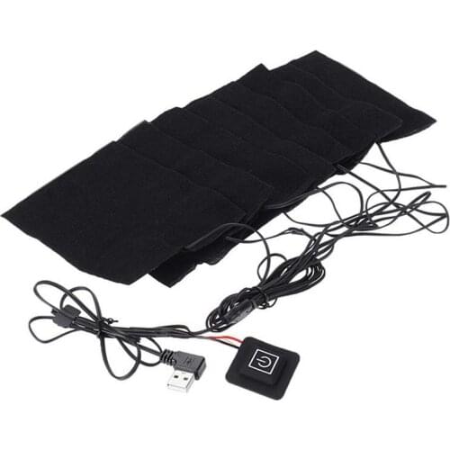 8pcs/set Latest USB Electric Clothes Heating Pad Carbon Fiber Heated Clothes Pad Mat Sheet Heater For Warm Women Men Mittens