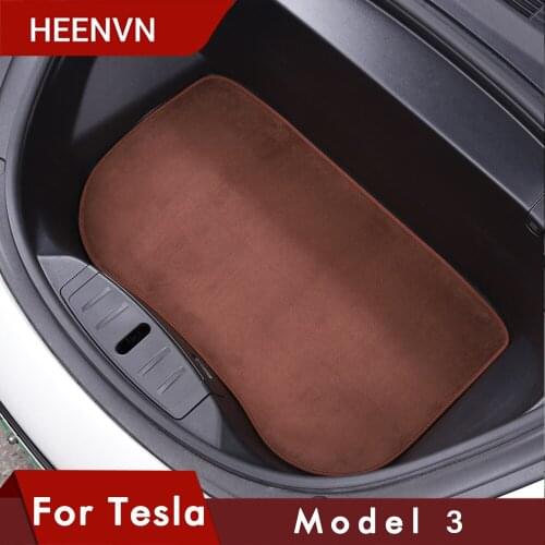 Heenvn New For Tesla Model 3 2021 Car Accessories Flannel Cushion Front Trunk Cushion Storage Box Dust Protection Pad Interior